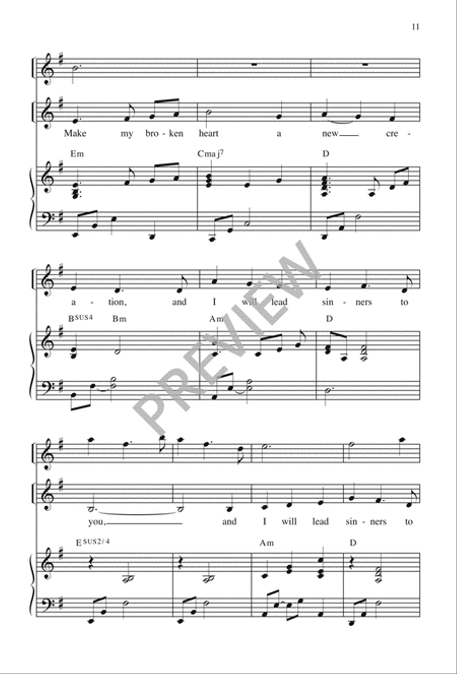 Psalm 51: Create Me Again 2-Part scores gallery preview page 12