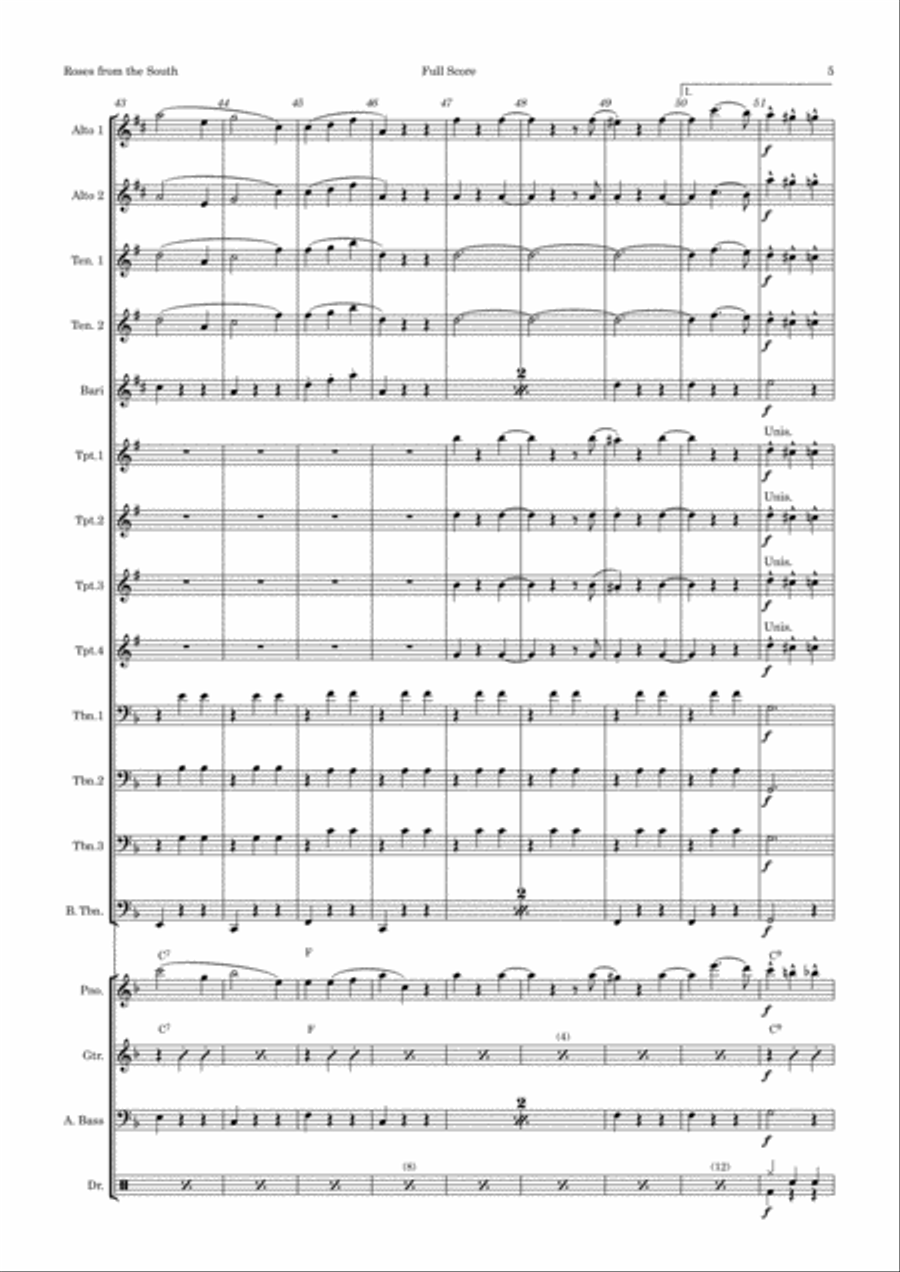 Roses From the South - Strauss Waltz Medley for Big Band Jazz Ensemble scores gallery preview page 5