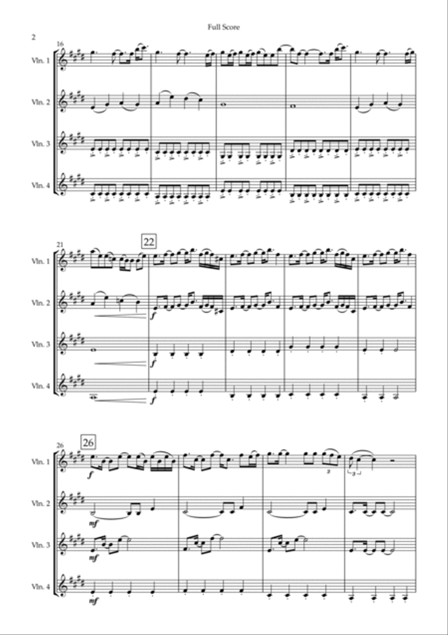 How Far I'll Go String Quartet scores gallery preview page 2