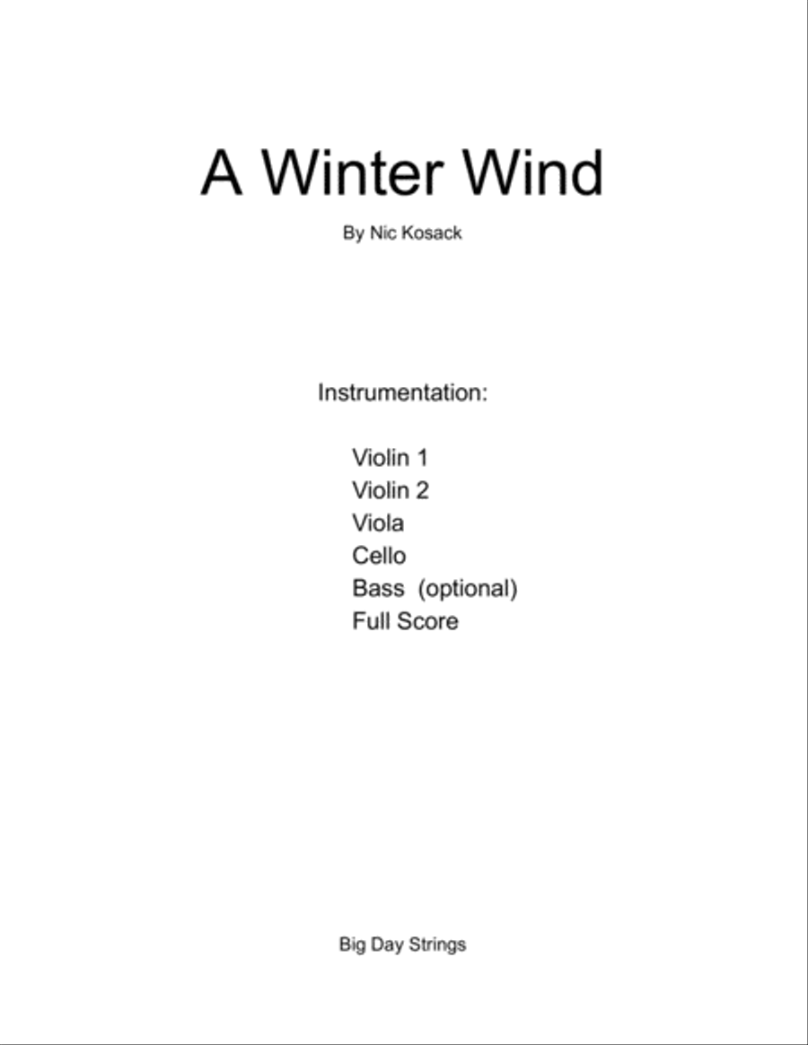 A Winter Wind - for string quartet or quintet String Quartet scores gallery preview page 2