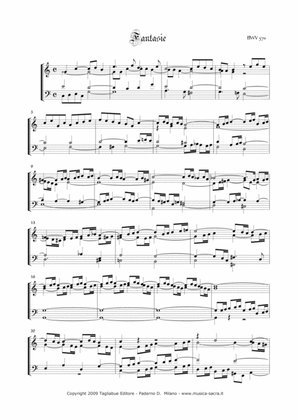 FANTASIE IN C MAJOR - BWV 570 - For Organ 3 staff