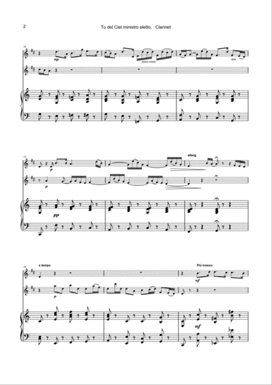 Tu del ciel ministro eletto, Aria by G F Handel, for Two Clarinets and Piano Clarinet Duet scores gallery preview page 3