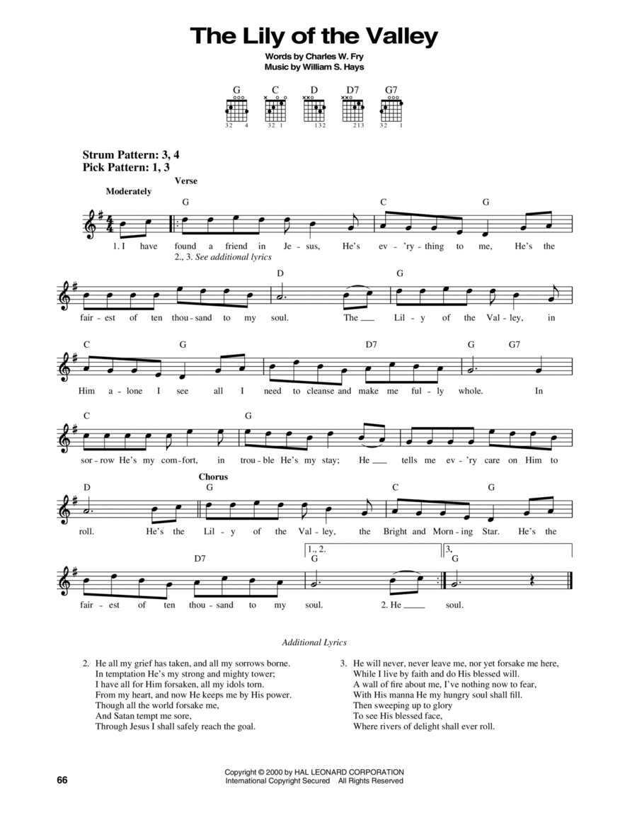 The Lily Of The Valley Easy Guitar scores gallery preview page 1