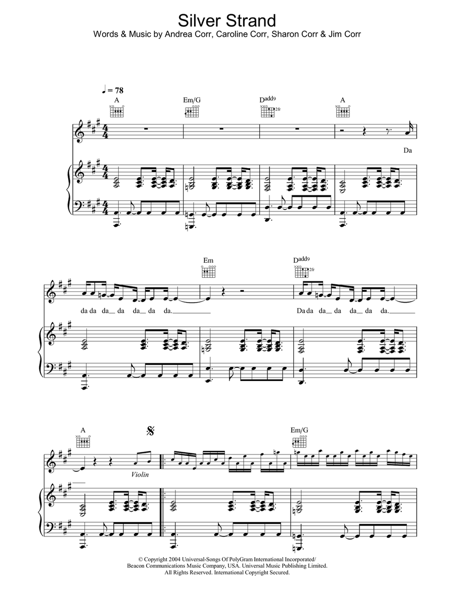 Silver Strand Silver Strand Piano, Vocal, Guitar scores gallery preview page 1