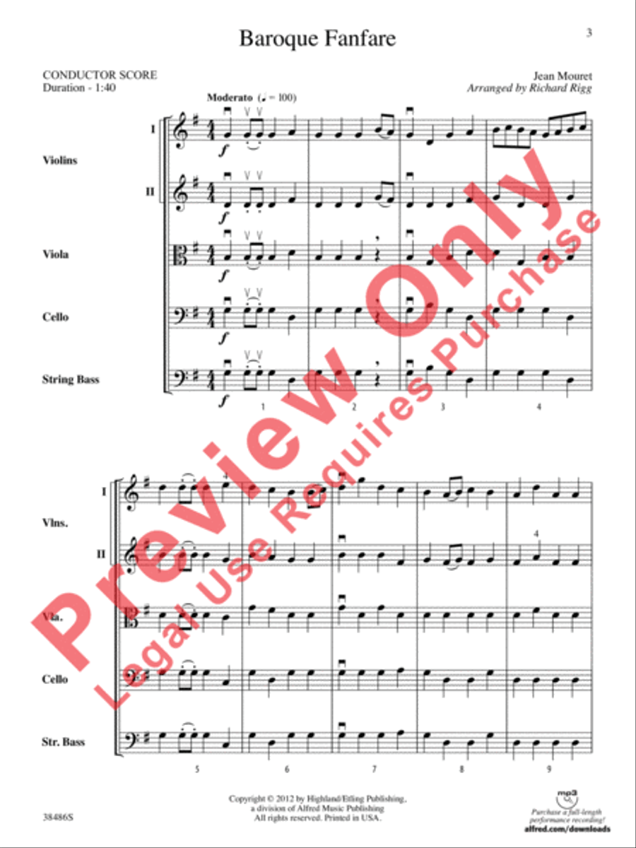 Baroque Fanfare String Orchestra scores gallery preview page 4