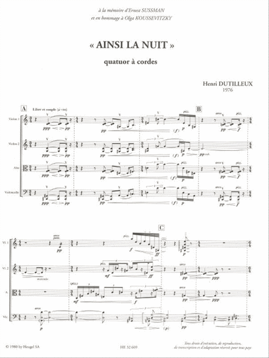 Ainsi la nuit Ainsi la nuit String Quartet scores gallery preview page 2
