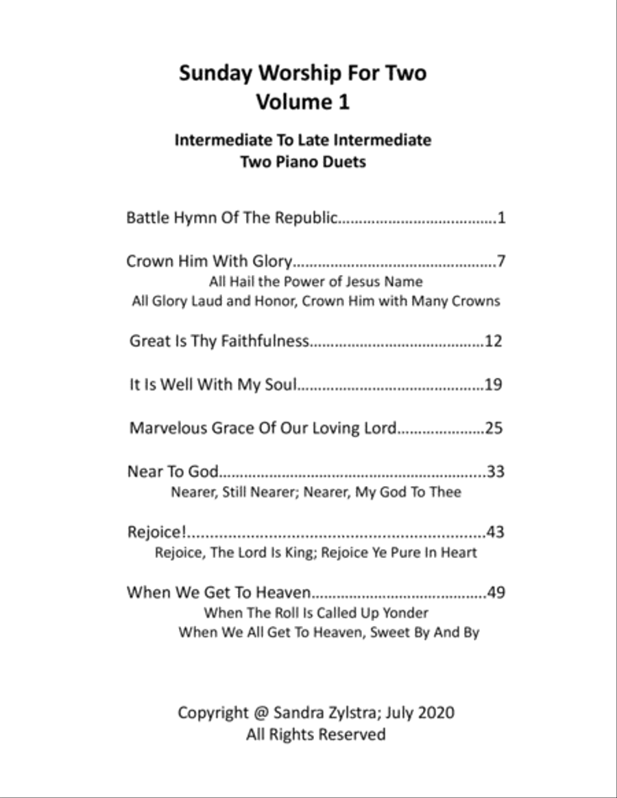 Sunday Worship For Two, Volume 1 (intermediate to late intermediate 2 piano duets) 2 Pianos, 4-Hands scores gallery preview page 3