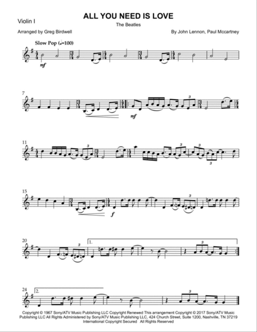 All You Need Is Love All You Need Is Love String Quartet scores gallery preview page 4