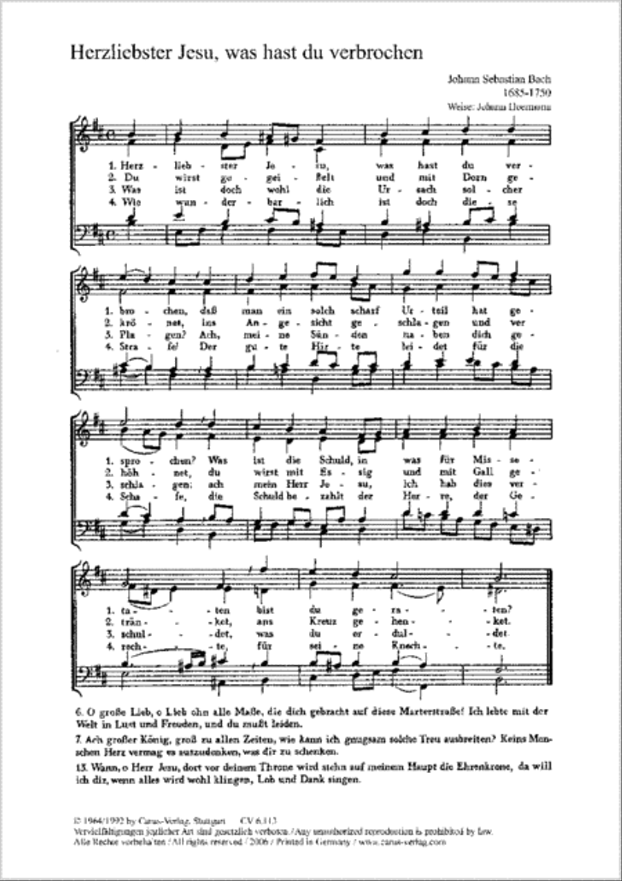 Bach: Herzliebster Jesu; Vopelius: Du grosser Schmerzensmann Score scores gallery preview page 1