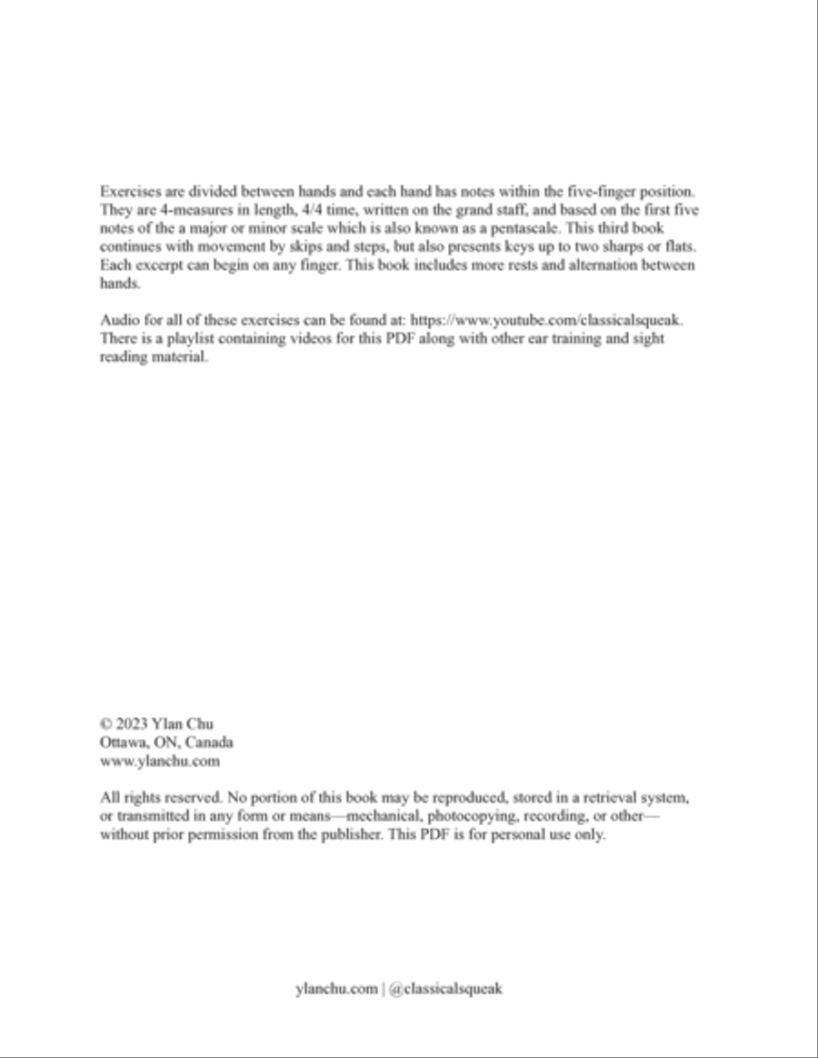 Beginner Sight Reading Pentascale Book 3 - Beginner Piano Exercises (One Hand at a Time) Piano Method scores gallery preview page 2