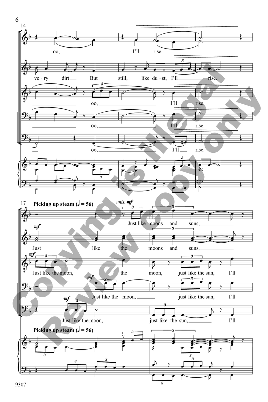 Like Moons and Like Suns, I'll Rise 4-Part scores gallery preview page 6