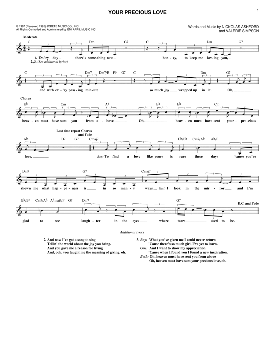 Your Precious Love Piano scores gallery preview page 1