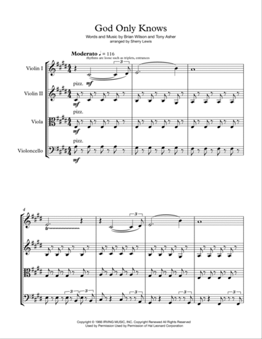 God Only Knows String Quartet scores gallery preview page 3