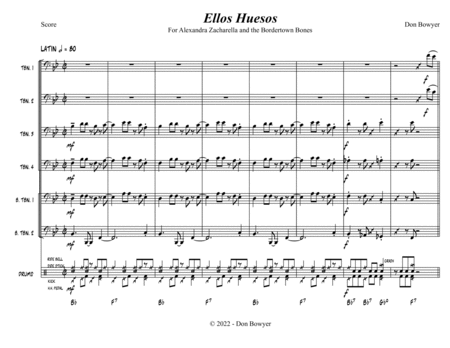 Ellos Huesos (Trombone Sextet + optional Drums) Bass Trombone - Digital Sheet Music