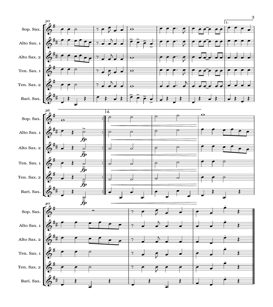 Jingle Bells - Saxophone sextet (SAATTB) image number null
