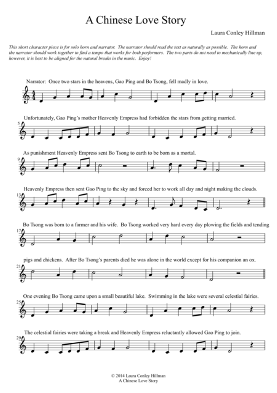 A Chinese Love Story A Chinese Love Story Horn Solo scores gallery preview page 1