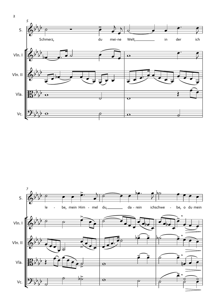 Schumann - Widmung (A flat Maj.) for Soprano and String Quartet String Quartet scores gallery preview page 2