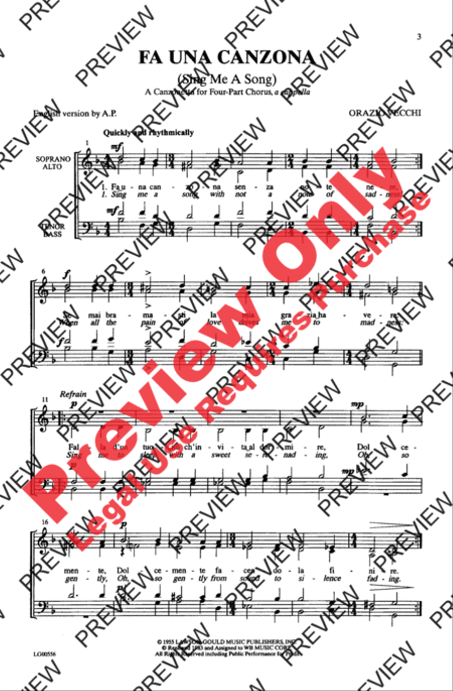 Fa Una Canzona 4-Part scores gallery preview page 2