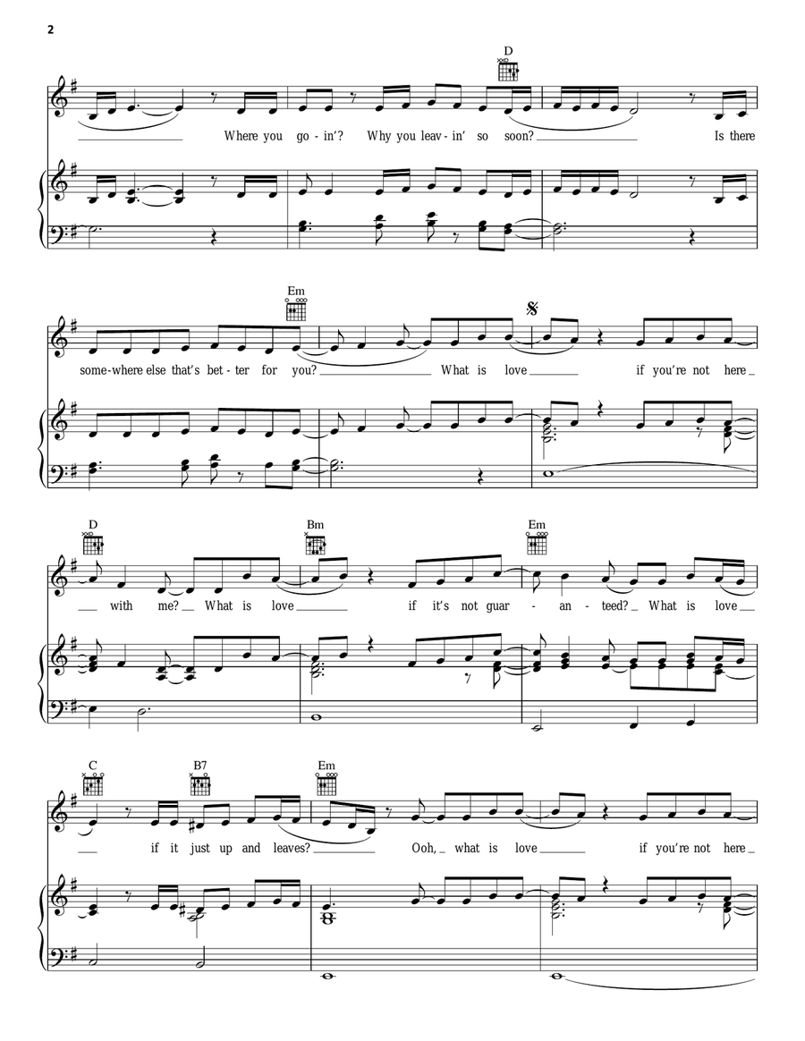 What Is Love What Is Love Piano, Vocal, Guitar scores gallery preview page 2