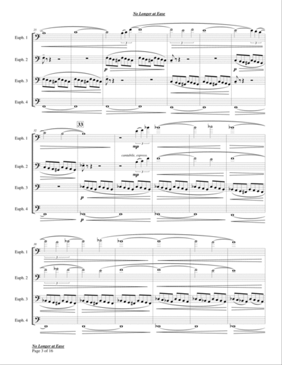 No Longer At Ease for Euphonium Quartet Brass Quartet scores gallery preview page 5