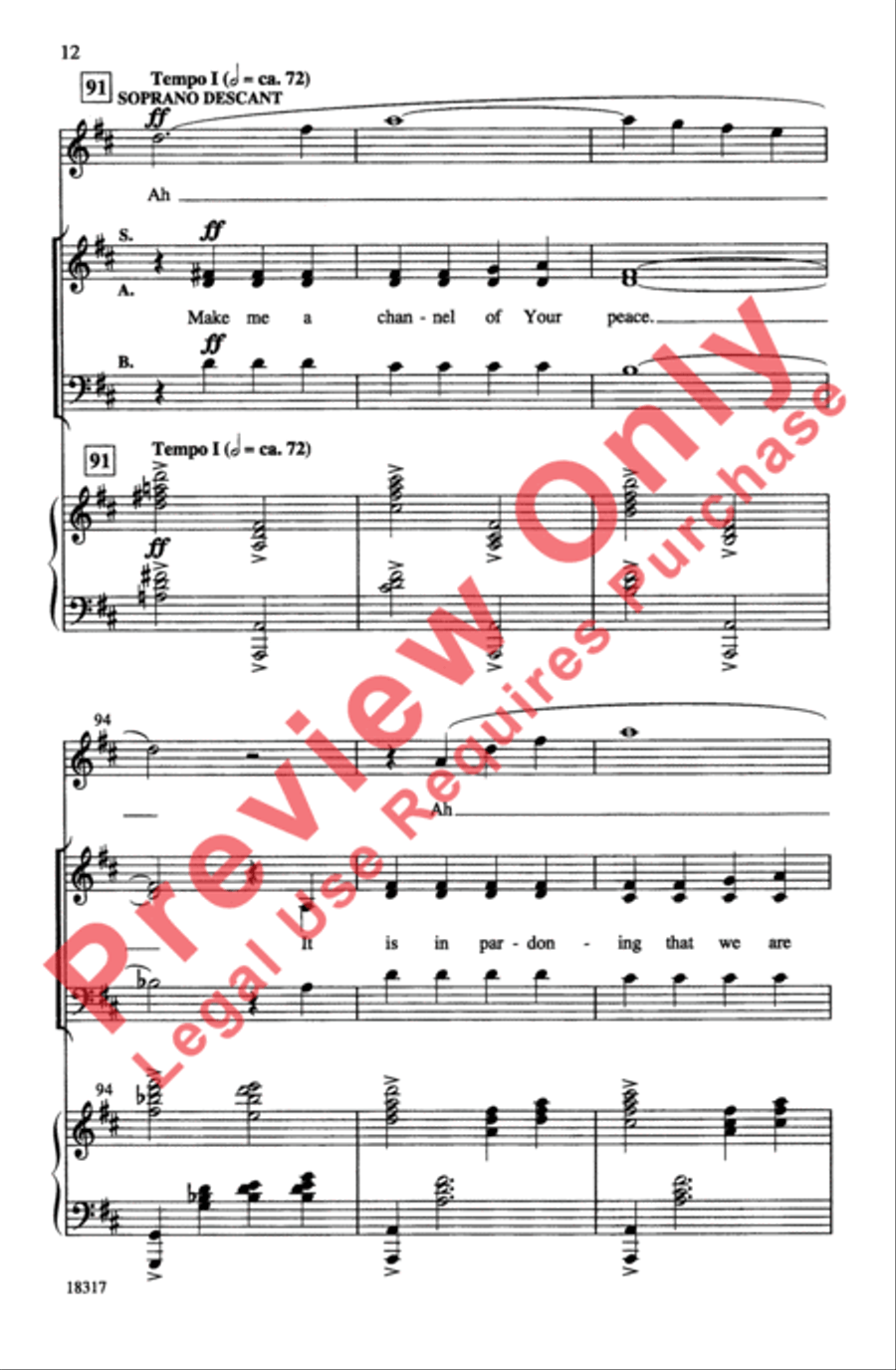 Make Me a Channel of Your Peace 3-Part scores gallery preview page 12