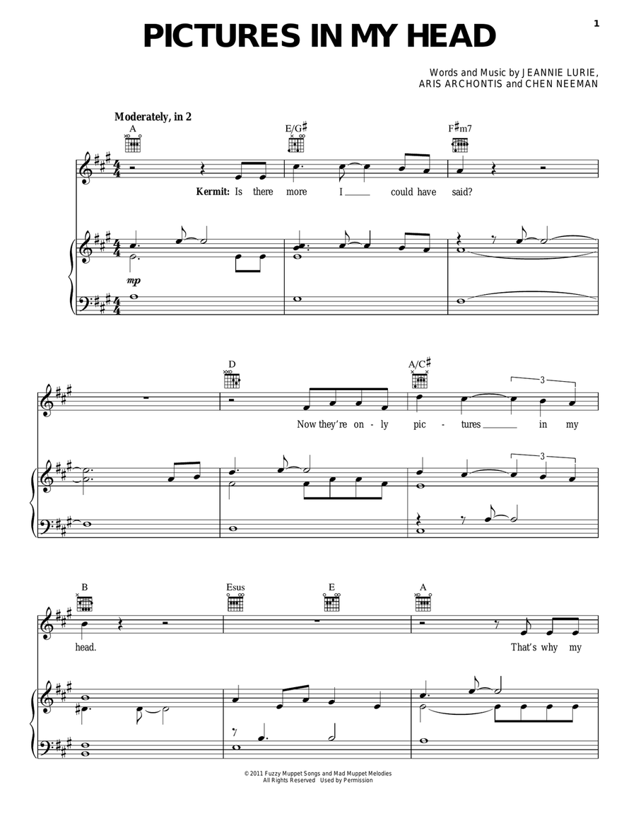 Pictures In My Head Piano, Vocal, Guitar scores gallery preview page 1