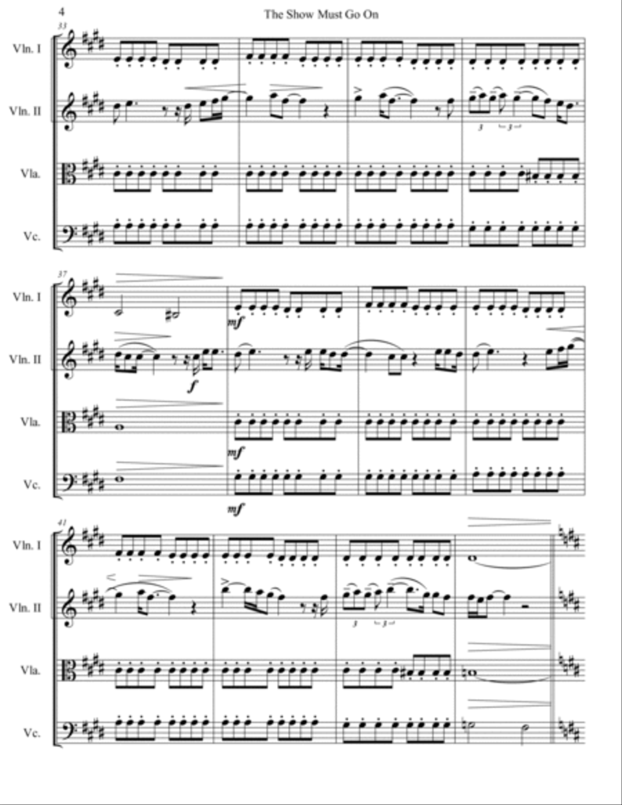 The Show Must Go On String Quartet scores gallery preview page 5