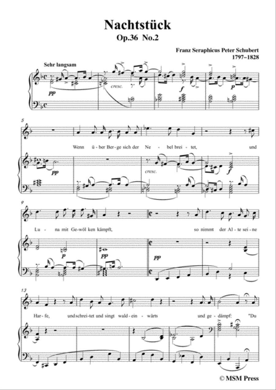 Schubert-Nachtstück,Op.36 No.2,in d minor,for Voice&Piano Voice scores gallery preview page 3