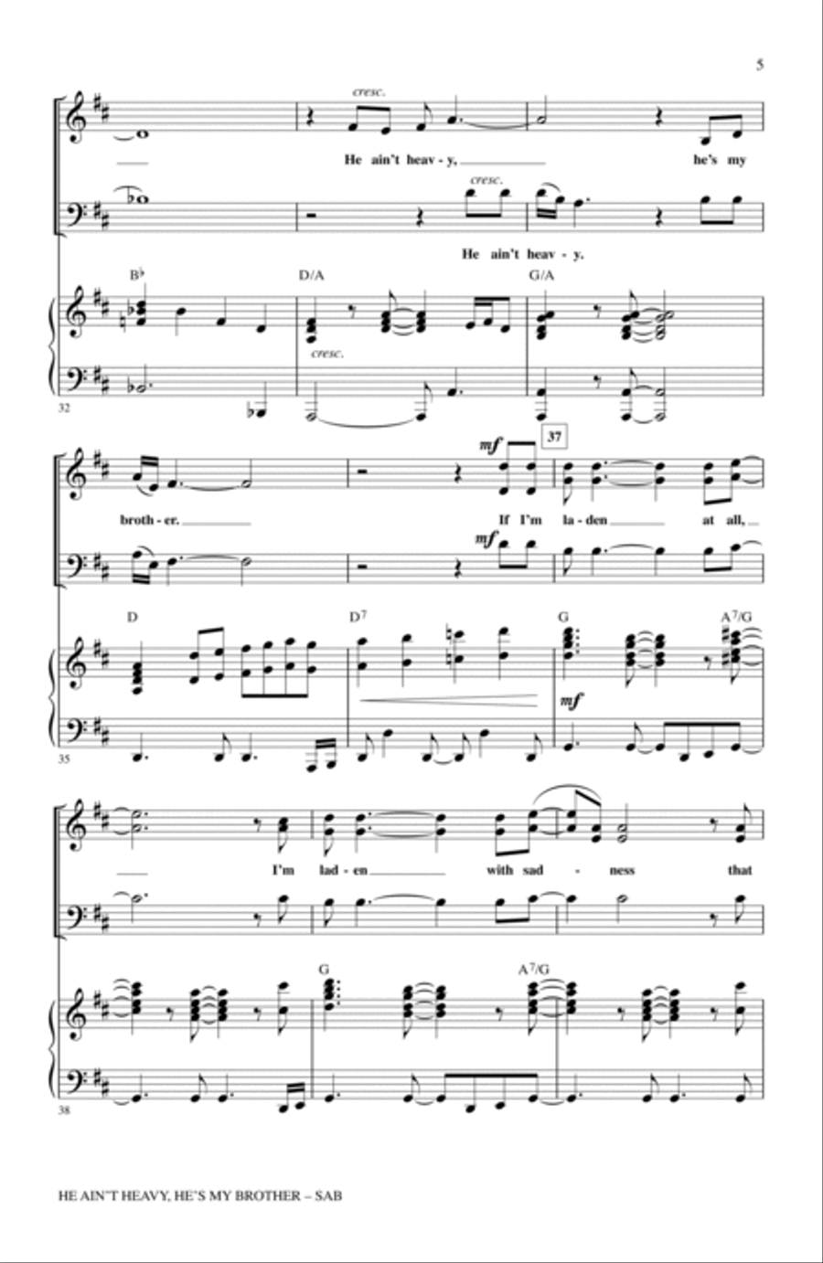 He Ain't Heavy, He's My Brother 3-Part scores gallery preview page 4