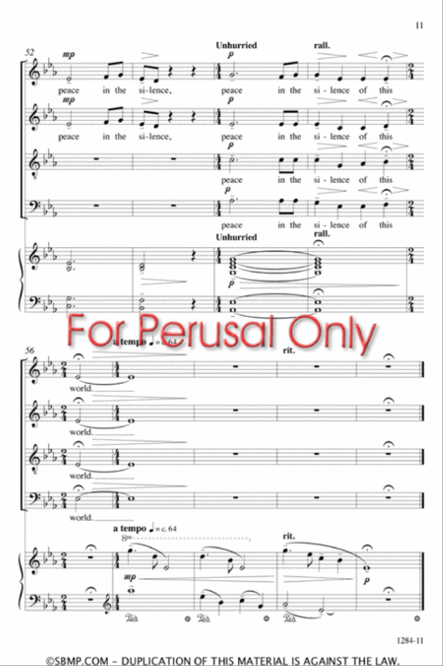 In the Silence - SATB Octavo 4-Part scores gallery preview page 10