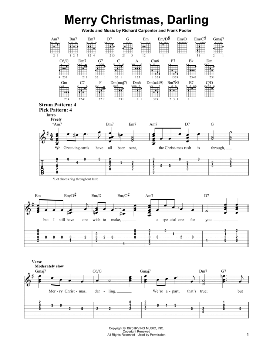 Darling, Merry Christmas Acoustic Guitar scores gallery preview page 1