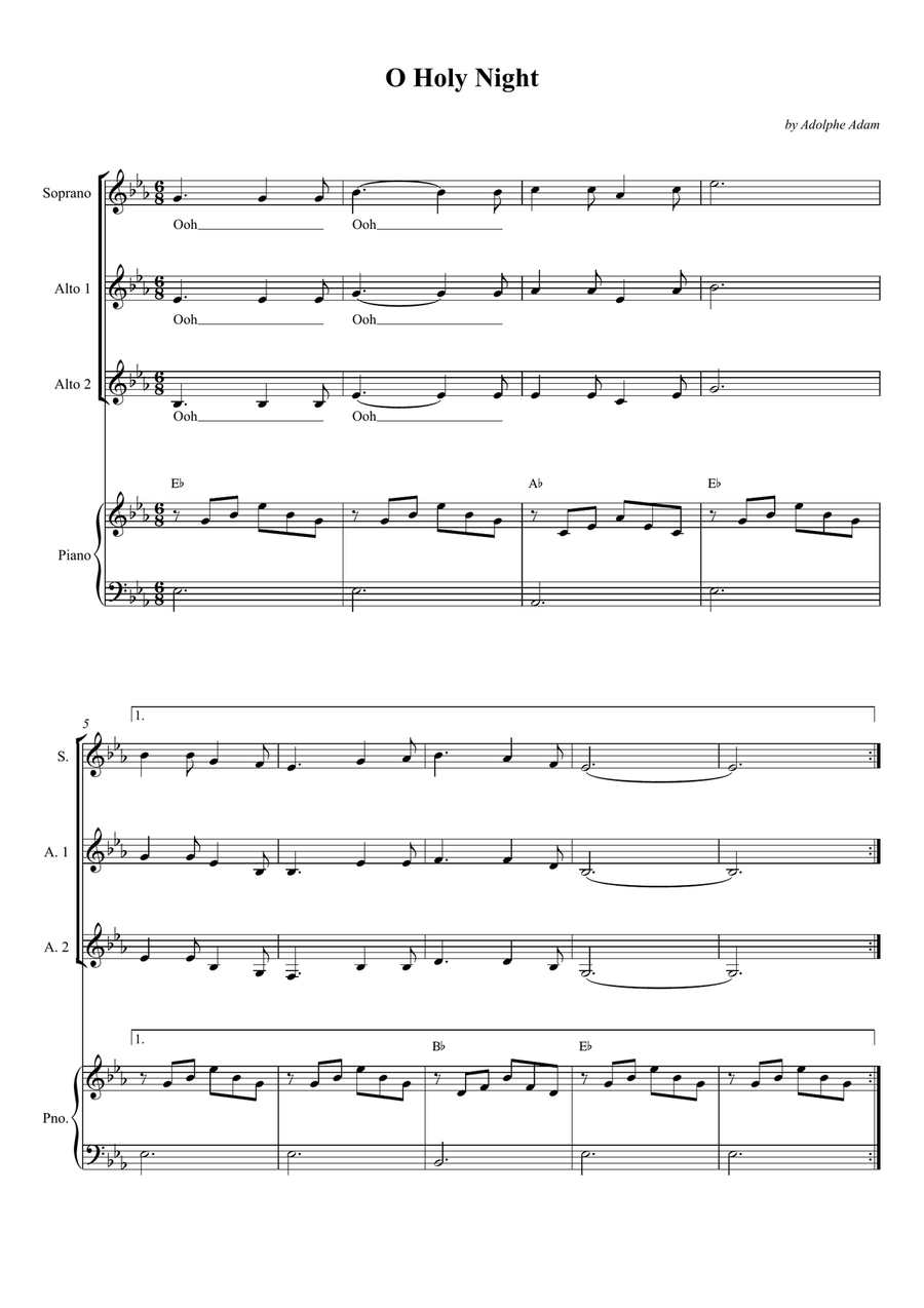 O Holy Night O Holy Night Women's Choir scores gallery preview page 1