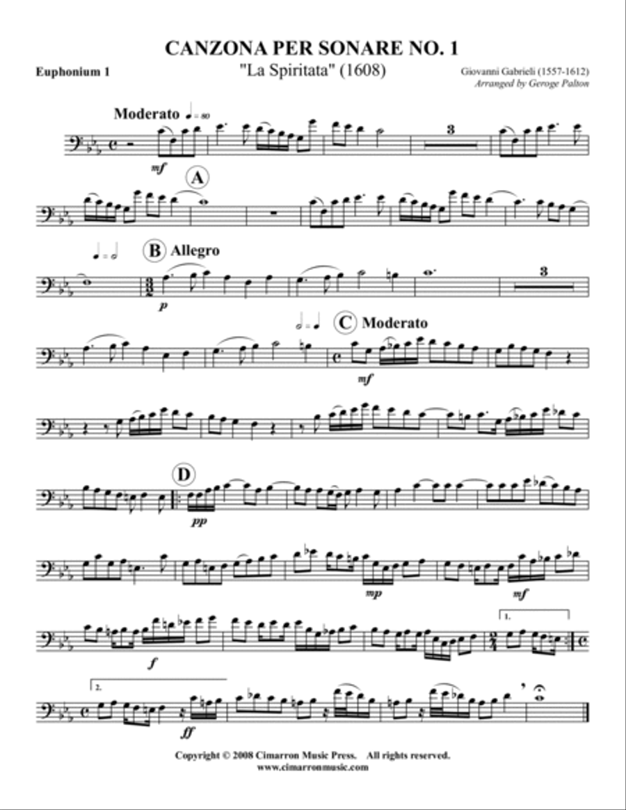 Canzon per Sonare No. 1 (La Spiritata) EETT scores gallery preview page 3
