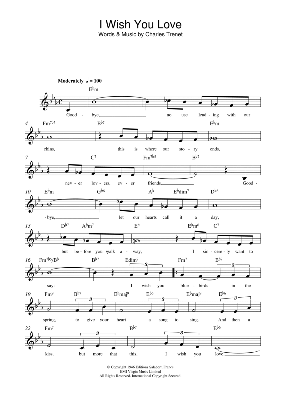 I Wish You Love Piano scores gallery preview page 1