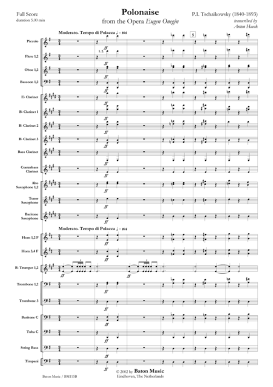 Eugen Onegin Concert Band scores gallery preview page 2