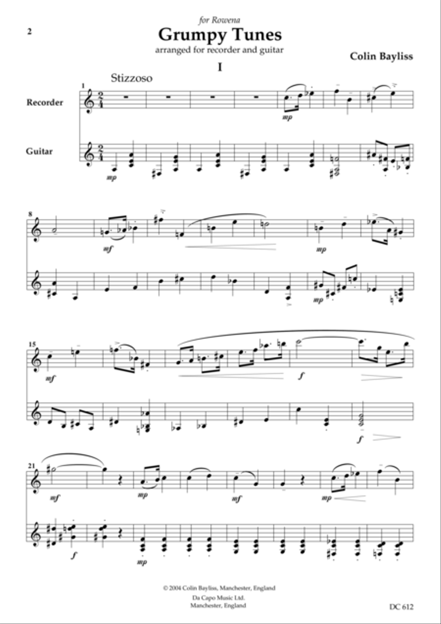 Grumpy Tunes [arranged for recorder and guitar] Small Ensemble scores gallery preview page 1