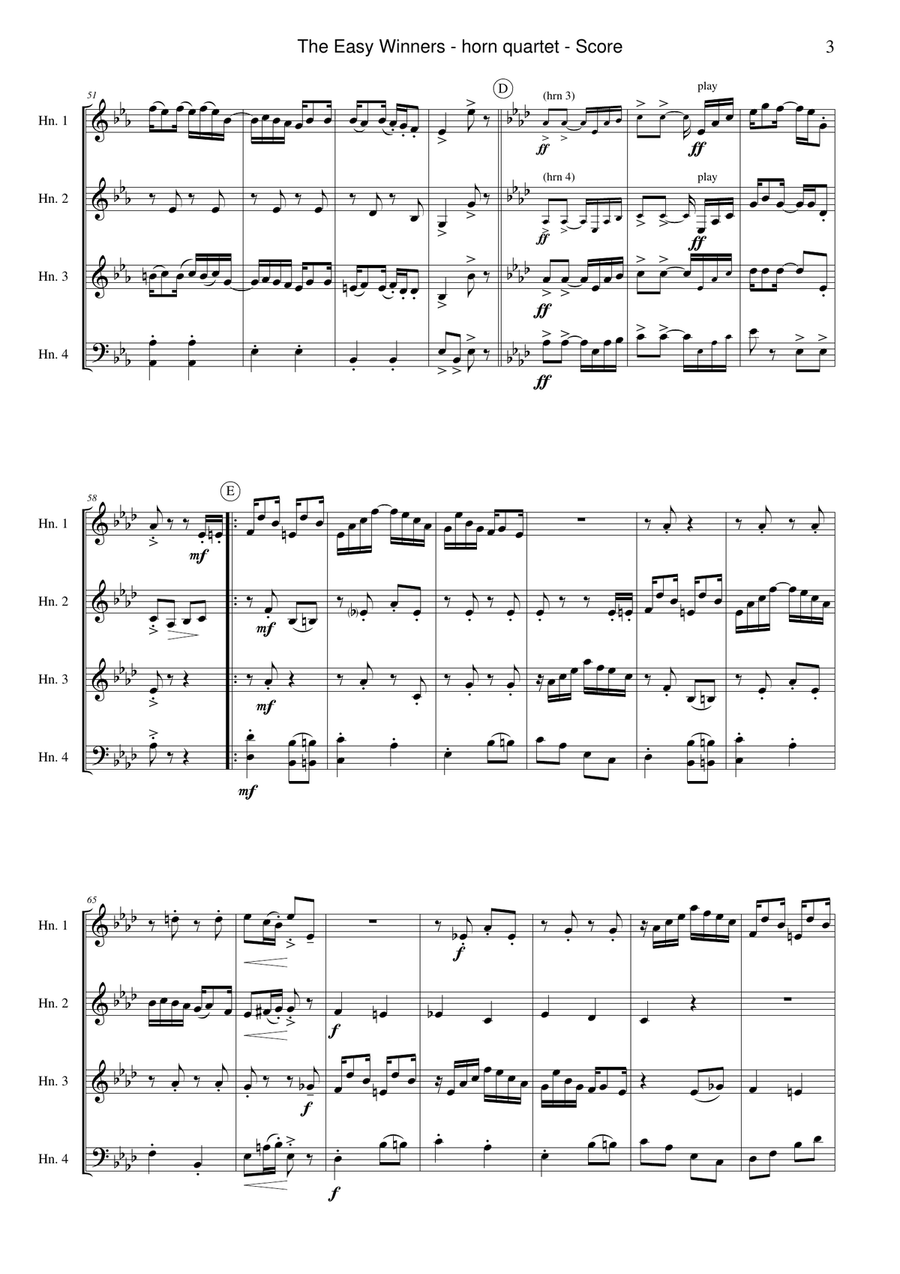The Easy Winners Brass Quartet scores gallery preview page 3