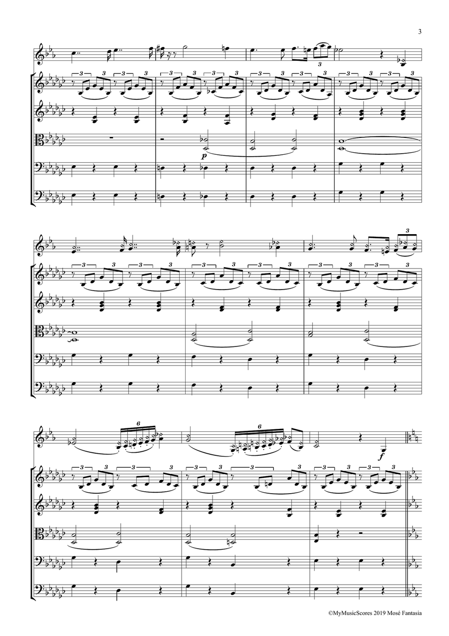 Paganini Moses Fantasy for Violin and String Orchestra String Orchestra scores gallery preview page 4