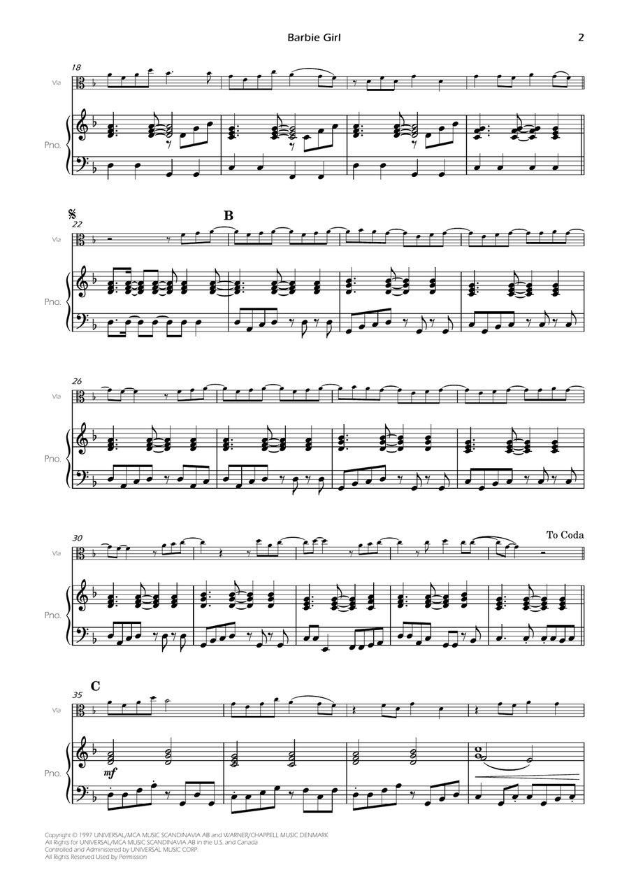 Barbie Girl Viola scores gallery preview page 4