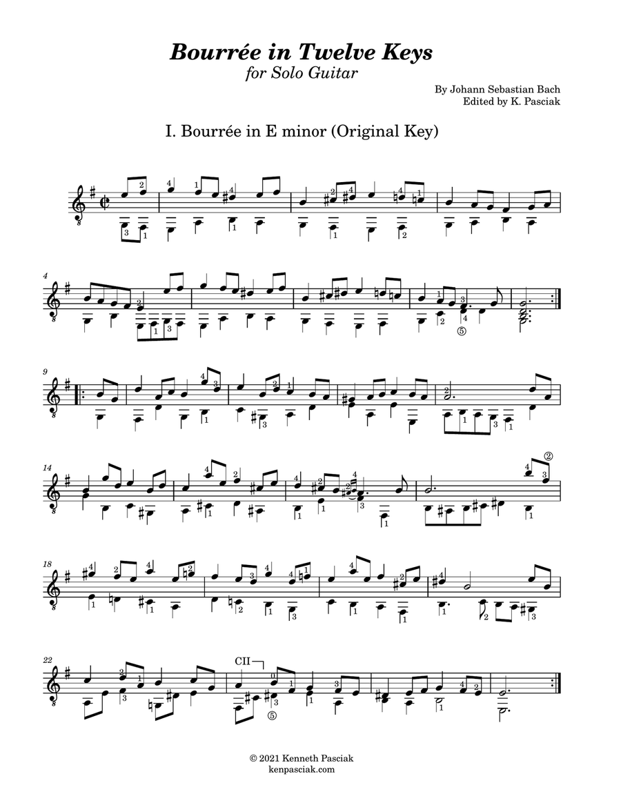 Bourrée in Twelve Keys (for Solo Guitar) Chamber Music scores gallery preview page 3