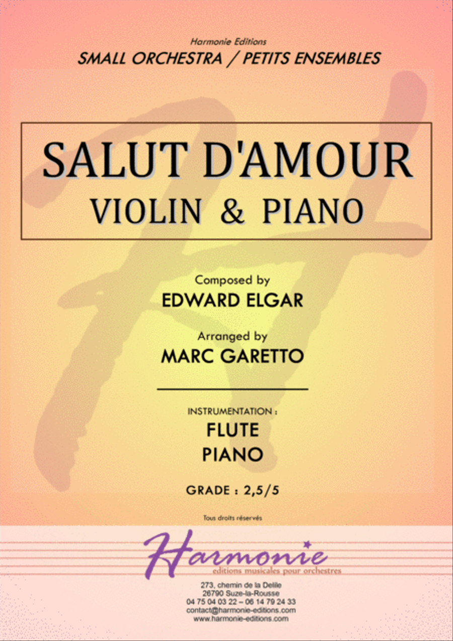Salut d'Amour - LiebesGruss - EDWARD ELGAR - VIOLIN and PIANO - Arrangement by Marc GARETTO Violin Solo scores gallery preview page 1