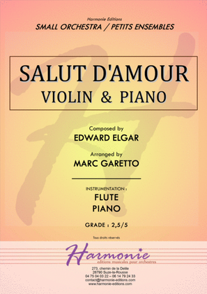 Book cover for Salut d'Amour - LiebesGruss - EDWARD ELGAR - VIOLIN and PIANO - Arrangement by Marc GARETTO