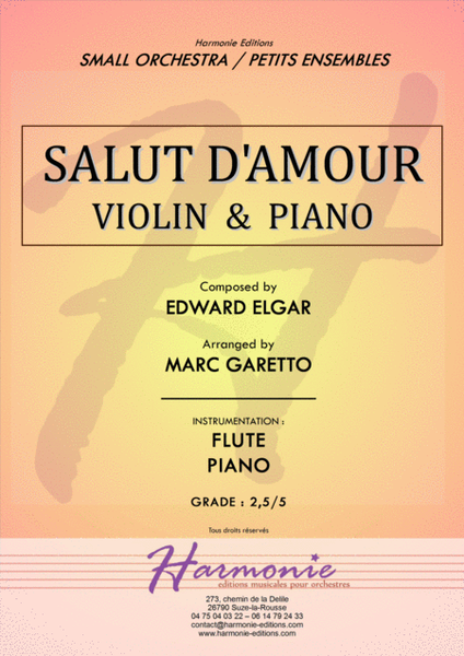 Salut d'Amour - LiebesGruss - EDWARD ELGAR - VIOLIN and PIANO - Arrangement by Marc GARETTO image number null