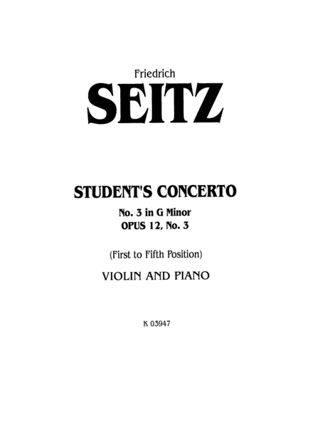 Student's Concerto No. III in G Major, Op. 12