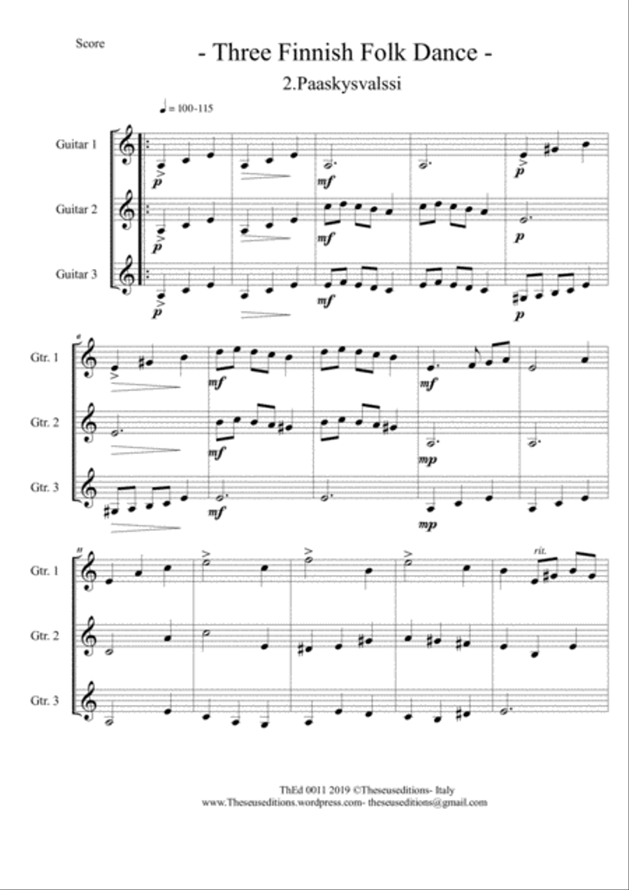 Three Finnish Folk Dance Three Finnish Folk Dance Acoustic Guitar scores gallery preview page 4