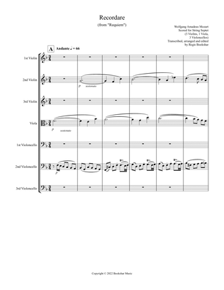 Book cover for Recordare (from "Requiem") (F) (String Septet - 3 Violins, 1 Viola, 3 Cellos)