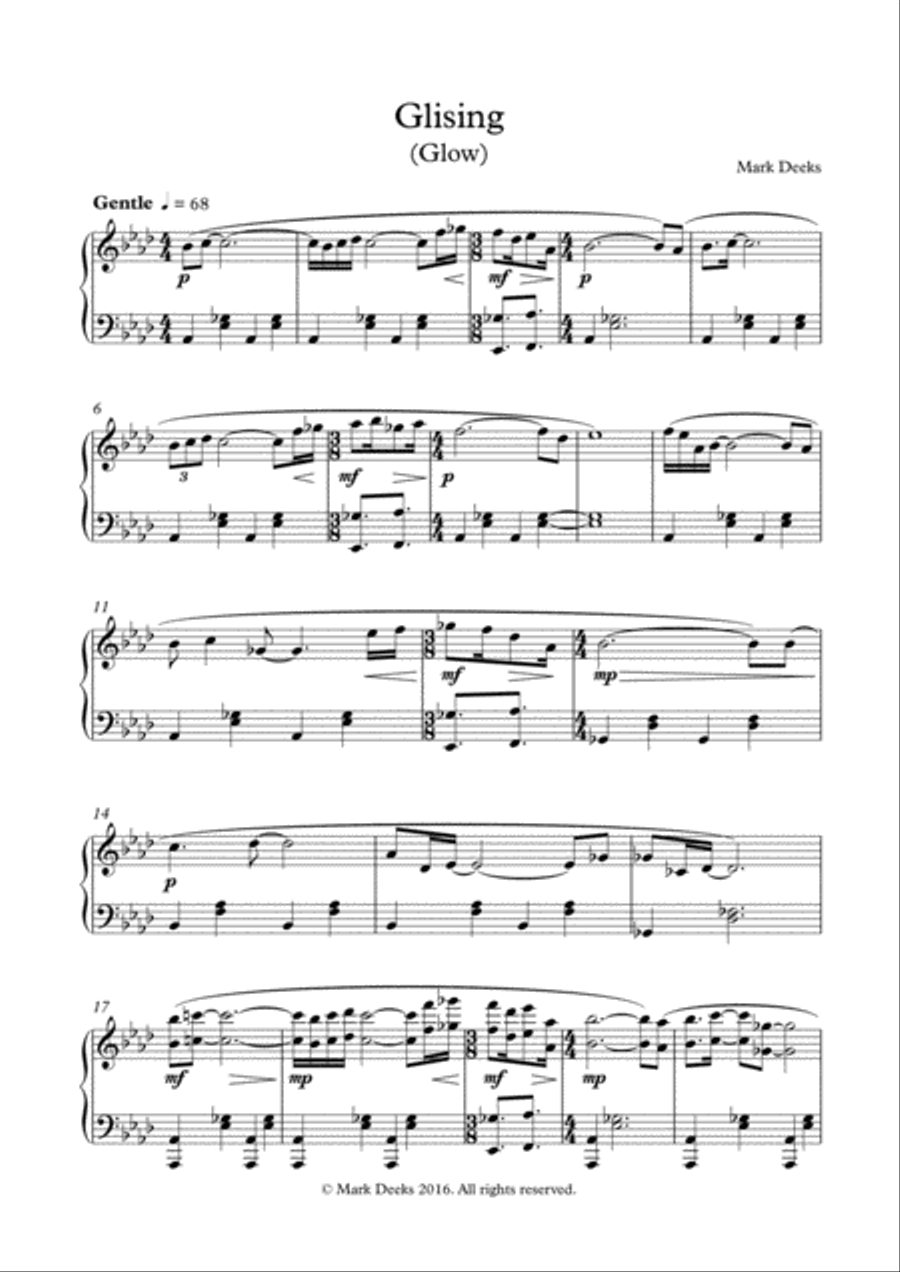 Glising - Piano Solo Glising - Piano Solo Piano Solo scores gallery preview page 1