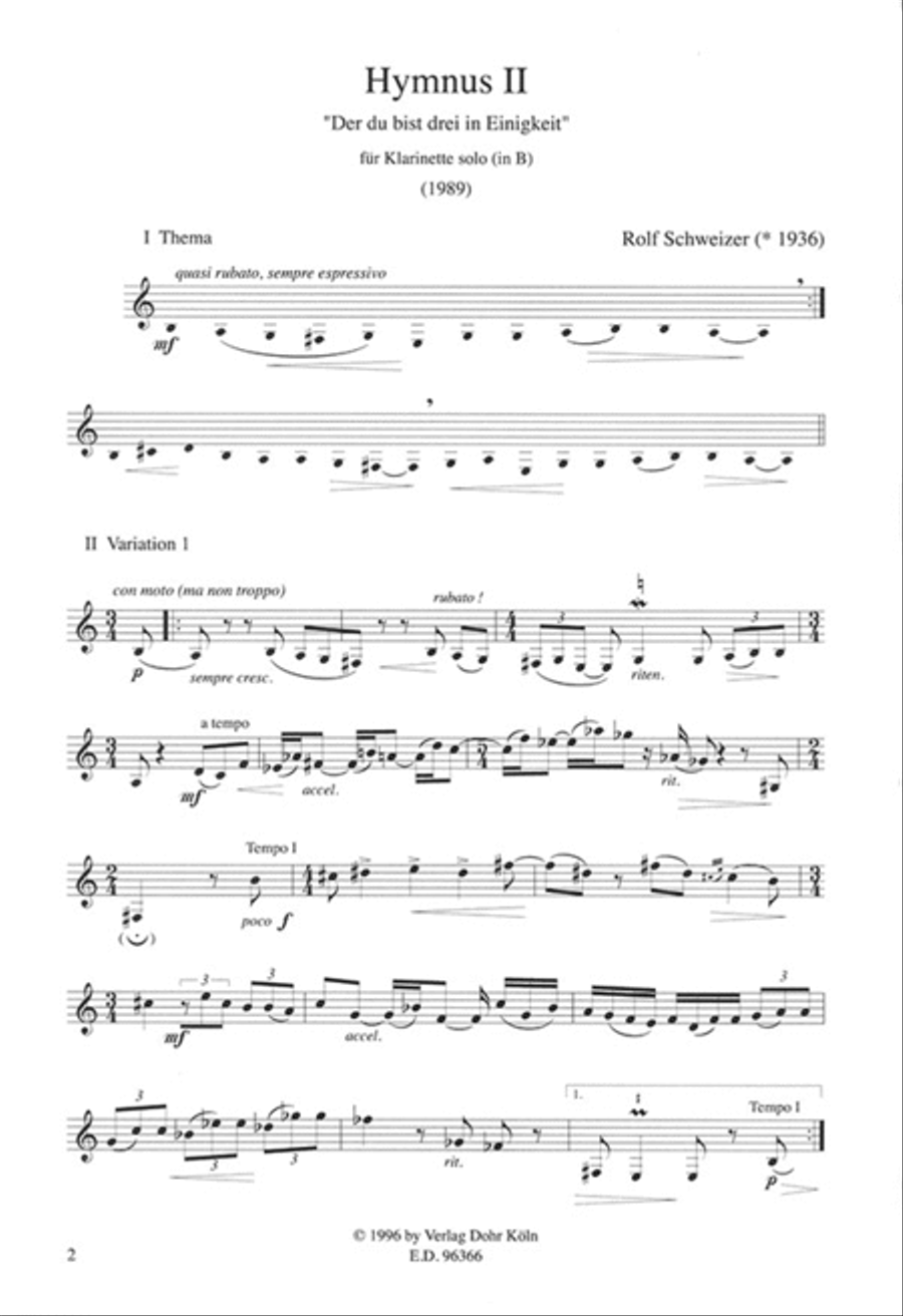Hymnus II für Klarinette solo 