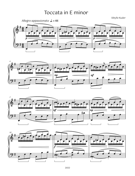 Toccata in E minor for late intermediate solo piano image number null