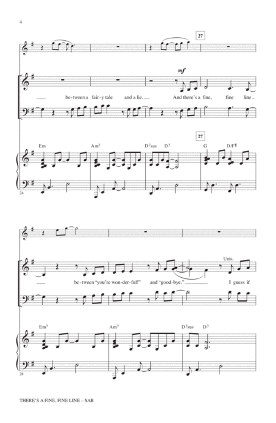 There's A Fine, Fine Line 3-Part scores gallery preview page 3